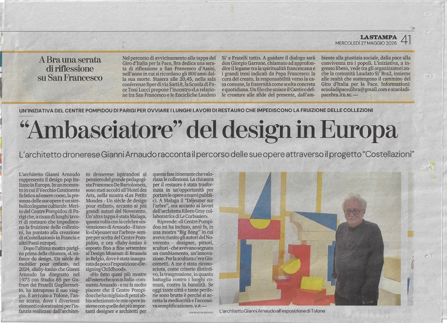 GIANNI ARNAUDO AMBASCIATORE DEL DESIGN IN EUROPA - PROGETTO COSTELLAZIONI DEL CENTRE POMPIDOU
